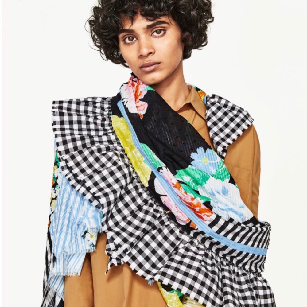 Zara Floral Gingham Scarf